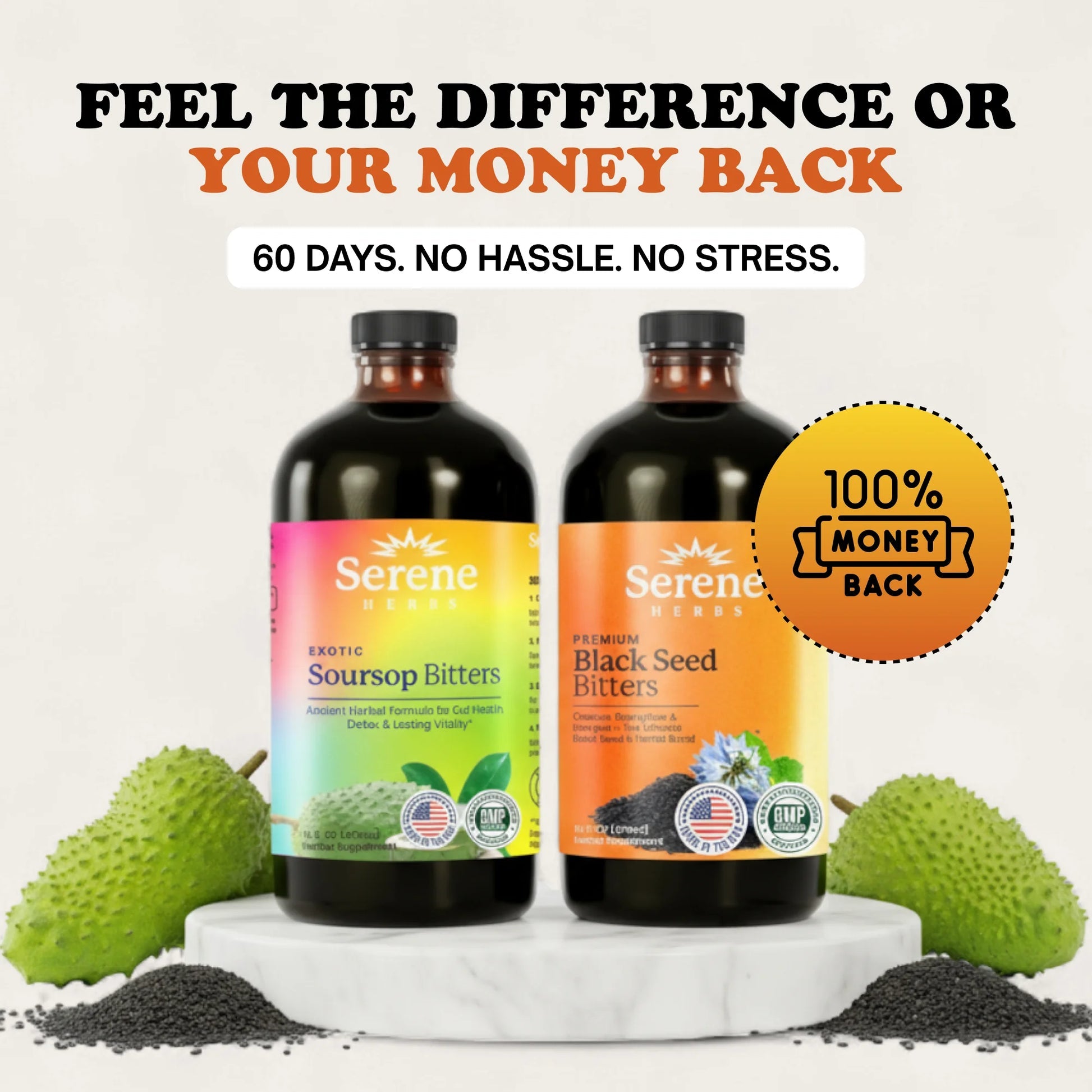 Serene Herbs Soursop Bitters Liquid & Black Seed Bundle – Organic Herbal Guanabana for Digestive Support